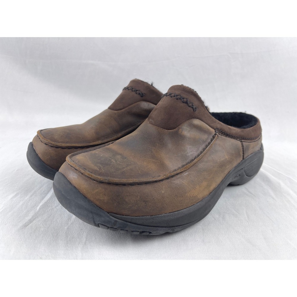Merrell Encore Storm Mens 9 Walnut Brown Leather Fleece Lined Slip On Shoes